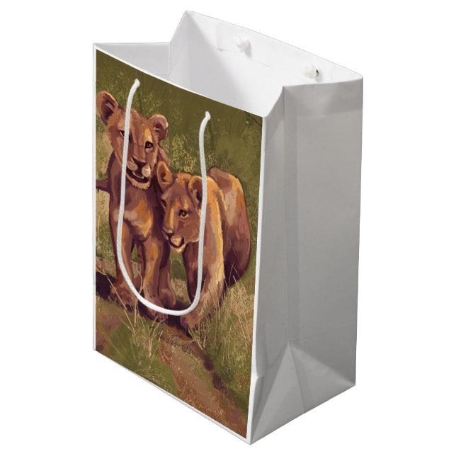 Lion Cubs Medium Gift Bag (Front Angled)