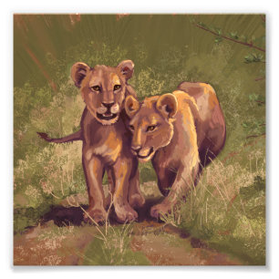 Lion Cubs Photo Print