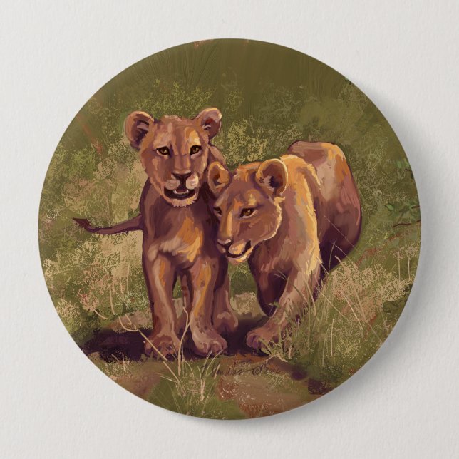 Lion Cubs Pinback Button (Front)