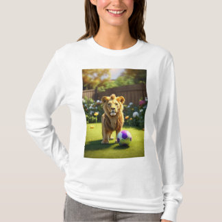 Lion Cub's Playtime: Mother and Cub in the Garden  T-Shirt