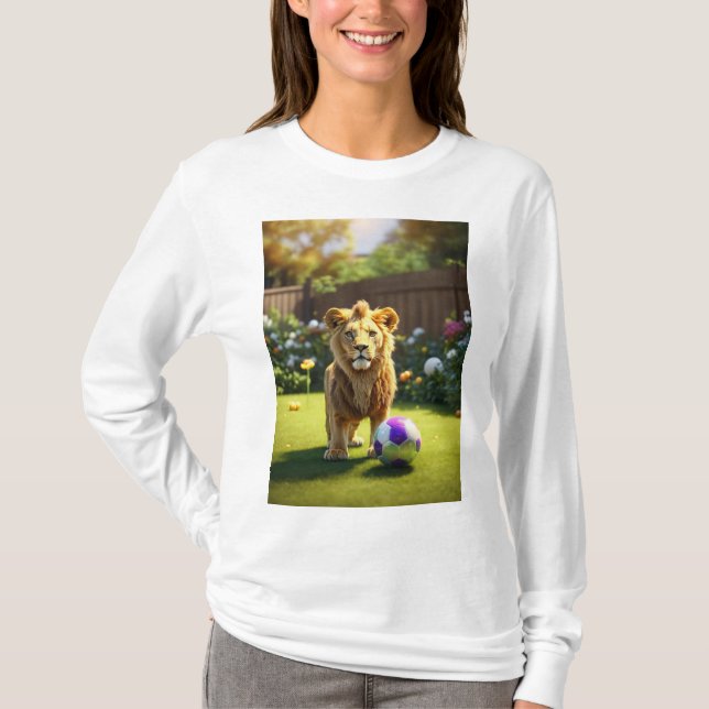 Lion Cub's Playtime: Mother and Cub in the Garden  T-Shirt (Front)