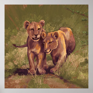Lion Cubs Poster