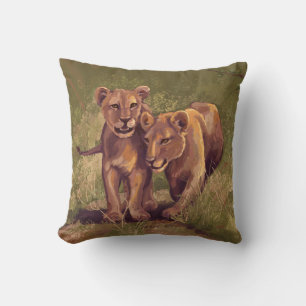 Lion Cubs Throw Pillow