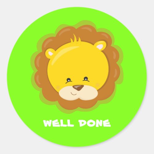 Lion custom praise school teacher jungle green classic round sticker