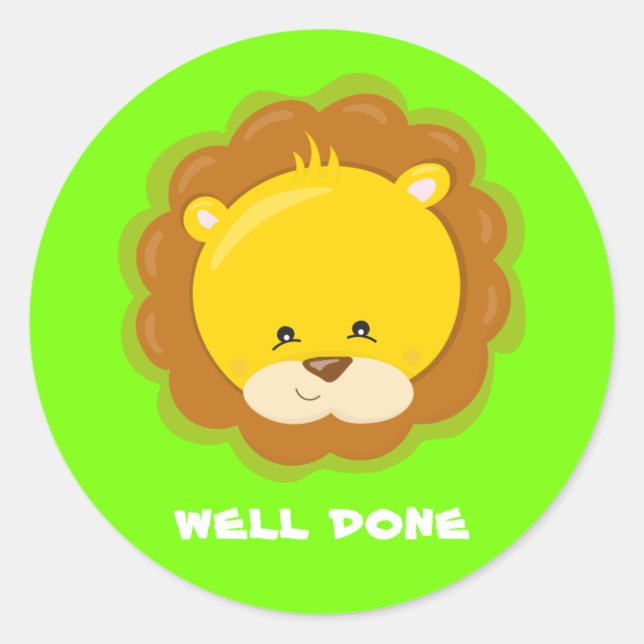 Lion custom praise school teacher jungle green classic round sticker (Front)