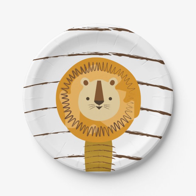 Lion Cute Cartoon Kids Baby Paper Plates (Front)