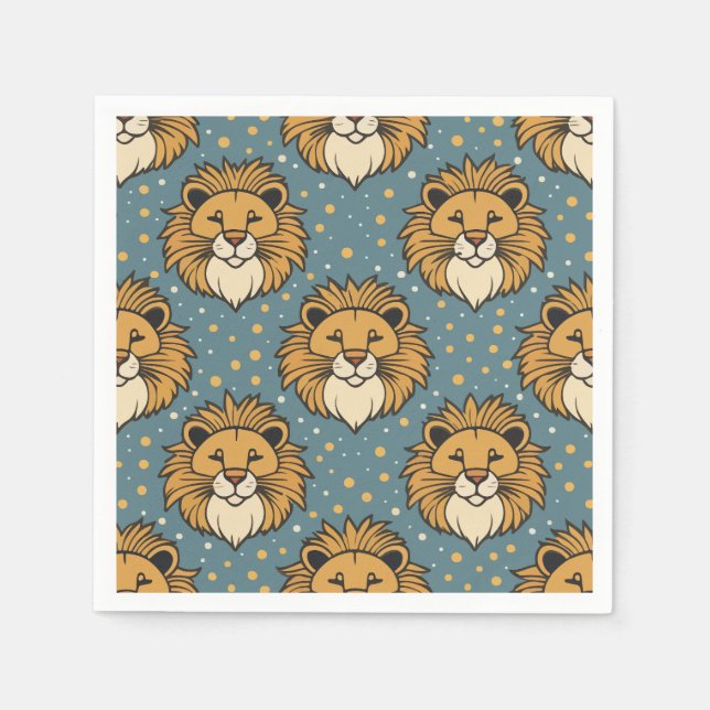 Lion cute cartoon pattern artwork napkins (Front)