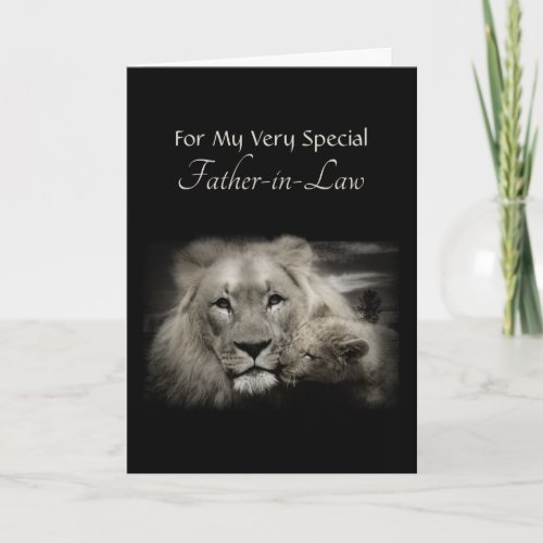 Lion Dad and Cub Fathers Day for Father_in_Law Card