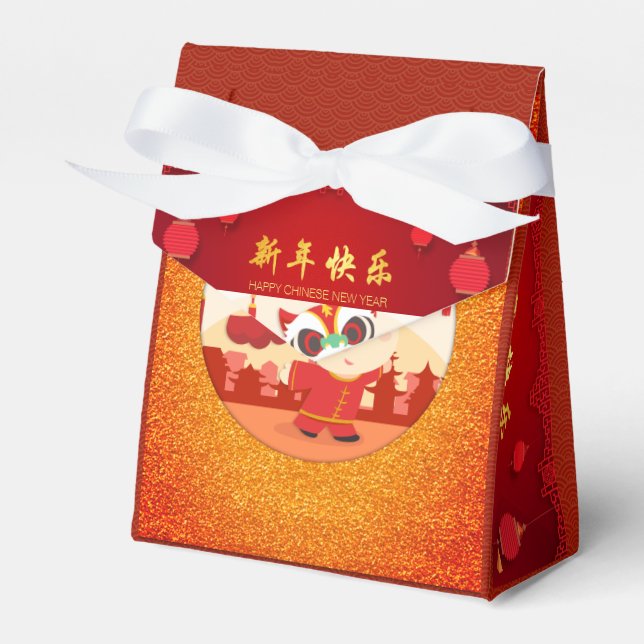 Lion Dance Chinese New Year Kid TFB Favor Boxes (Front Side)