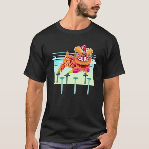 Lion Dance Head Festival Happy Chinese New Year T_Shirt