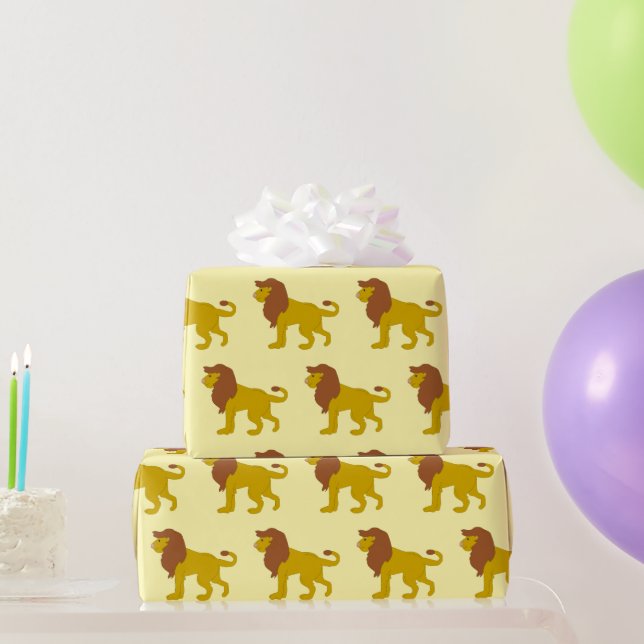 Lion Design Any Background Colour Wrapping Paper (Party Gifts)