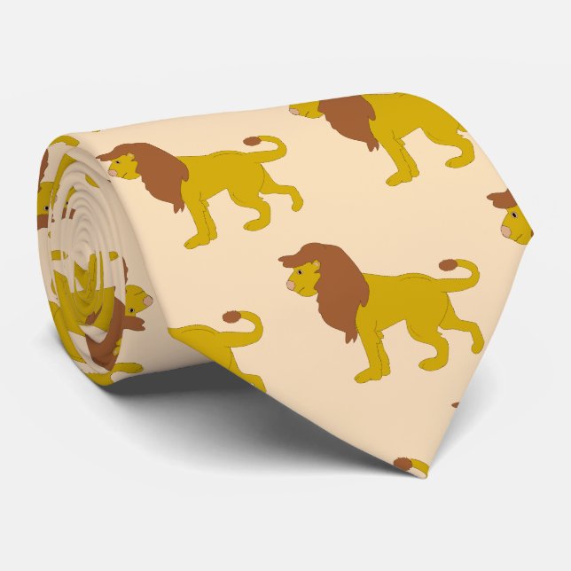 Lion Design Neck Tie (Rolled)