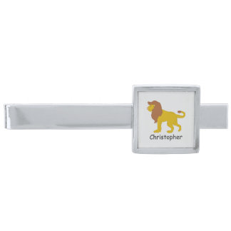 Lion Design Personalised Silver Finish Tie Bar