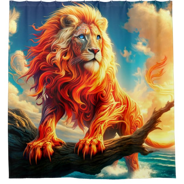 Lion Design Shower Curtain (Front)