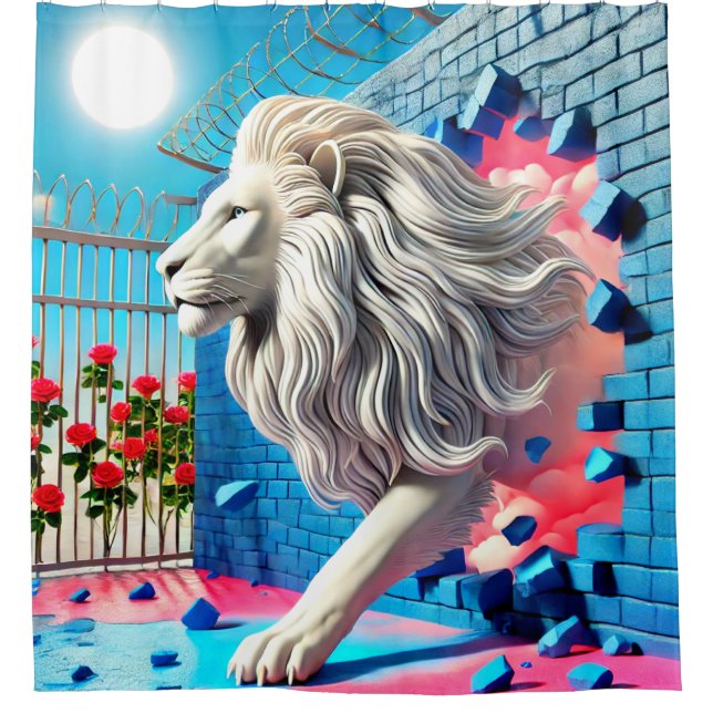 Lion Design Shower Curtain (Front)