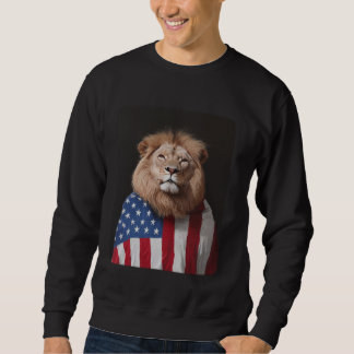 Lion Designer USA American Flag Patriotic Sweatshirt
