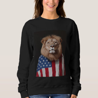 Lion Designer USA American Flag Patriotic Sweatshirt