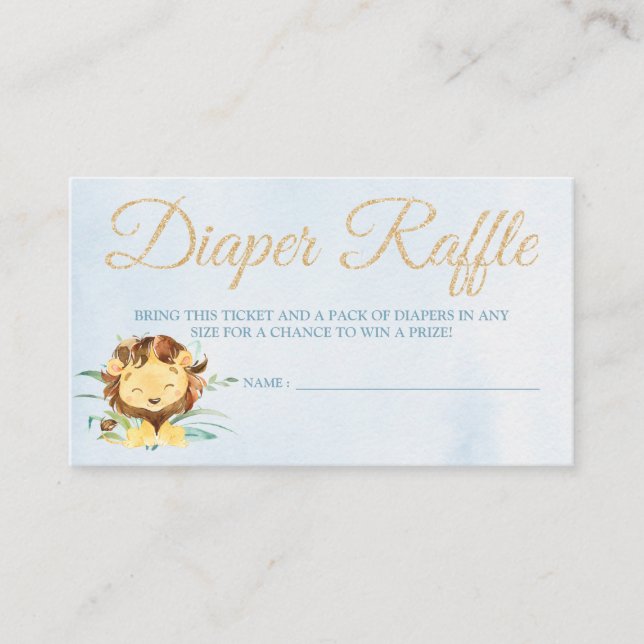 Lion Diaper Raffle Card Tickets for Baby Shower (Front)