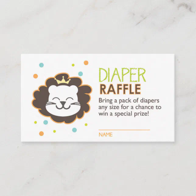 Lion Diaper Raffle Ticket Enclosure Card | Zazzle