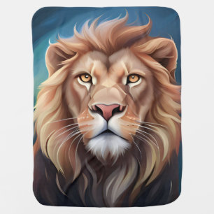 Lion Digital Art Portrait-56556 Baby Blanket