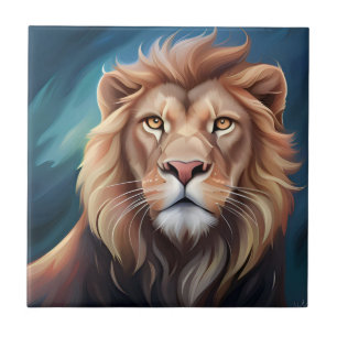 Lion Digital Art Portrait-56556 Ceramic Tile