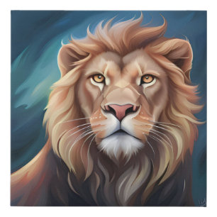 Lion Digital Art Portrait-56556 Faux Canvas Print