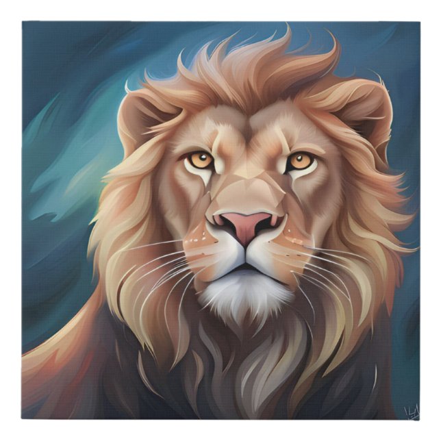 Lion Digital Art Portrait-56556 Faux Canvas Print (Front)