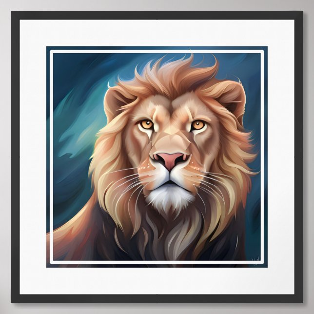 Lion Digital Art Portrait-56556 Framed Art (Framed Front)