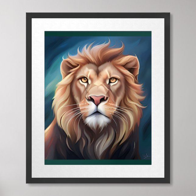 Lion Digital Art Portrait-56556 Framed Art (Framed Front)
