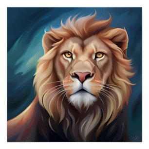 Lion Digital Art Portrait-56556 Poster