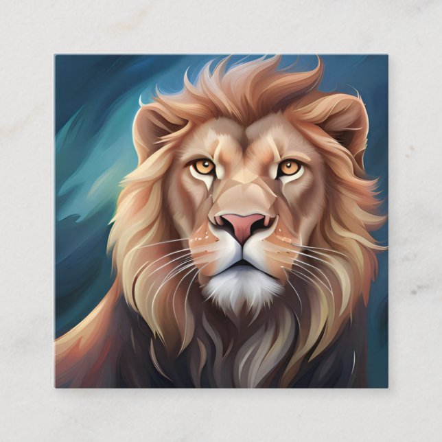 Lion Digital Art Portrait-56556 Square Business Card (Front)