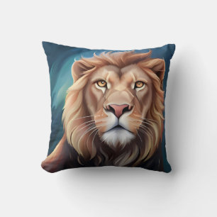 Lion Digital Art Portrait-56556 Throw Pillow