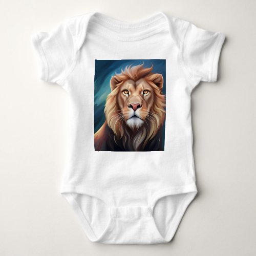 Lion Digital Art Portrait Baby Bodysuit