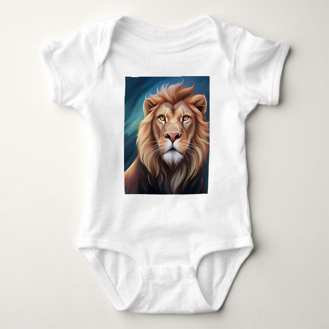 Lion Digital Art Portrait Baby Bodysuit (Front)