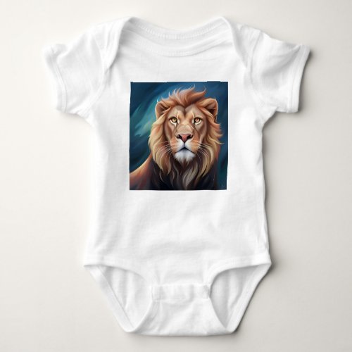 Lion Digital Art Portrait Baby Bodysuit