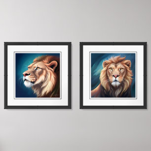 Lion Digital Art Potrait-56556 Wall Art Sets