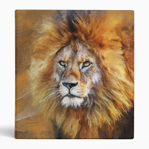 Lion Digital Oil Painting 3 Ring Binder
