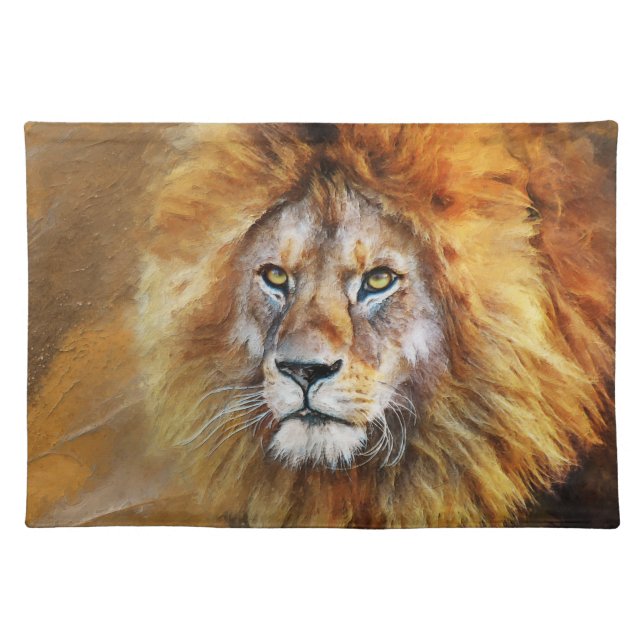 Lion Digital Oil Painting Cloth Placemat (Front)