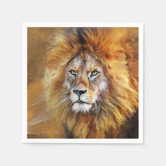 Lion Digital Oil Painting Napkins (Front)