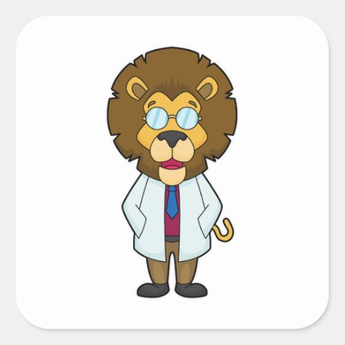 Lion Doctor Doctors coat Square Sticker