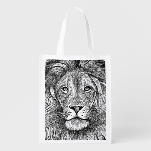 Lion Drawing Grocery Bag