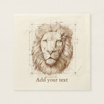 Lion Drawing Napkins by Ars_Brevis at Zazzle