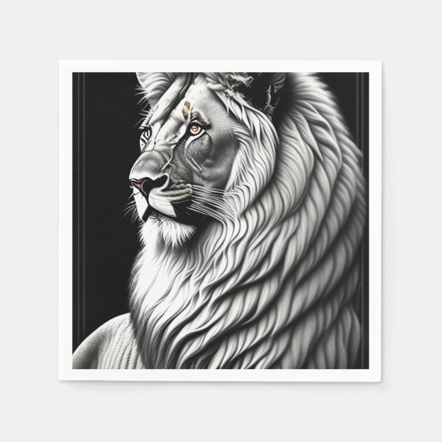 Lion Drawing Painting Art Napkins (Front)