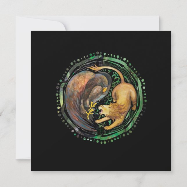 Lion Eagle Yin Yang China Harmony Meditation Gift Invitation (Front)
