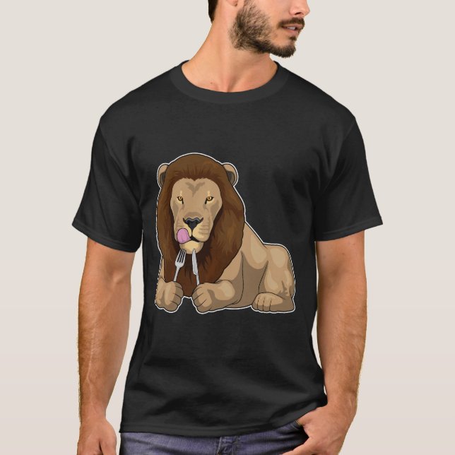 Lion Eating Fork T-Shirt (Front)
