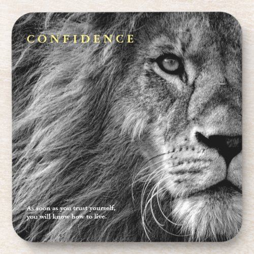 Lion Eye Confidence Quote Inspirational Beverage Coaster