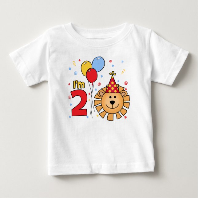 Lion Face  2nd Birthday Baby T-Shirt (Front)