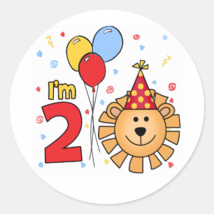 Lion Face 2nd Birthday Classic Round Sticker