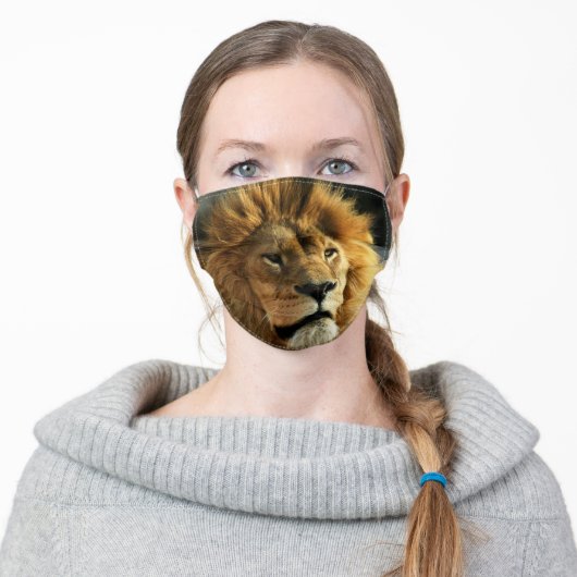 Lion Face Adult Cloth Face Mask (Worn)