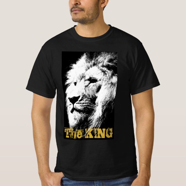 Lion Face Animal Mens Modern Template Black T-Shirt (Front)